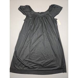 Lissome Lounge Womens Nightgown Sleep Dress Black Lace Trim NWT Size Large Sheer